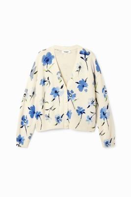 Oversized vest bloemen - WHITE - XL