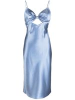 Fleur Du Mal bow-detailed silk midi dress - Bleu - thumbnail