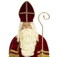 Sinterklaas verkleed set - baard en snor - staf - Mijter - Goed Heiligman
