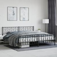 Bedframe met hoofd- en voeteneinde metaal zwart 200x200 cm