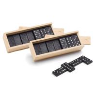 Domino spel 56x stuks steentjes in houten kistje - Gezelschapsspel - Familiespel