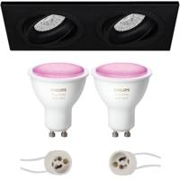 Philips Hue LED Inbouwspot Set GU10 - Mat Zwart - Kantelbaar - 175x92mm