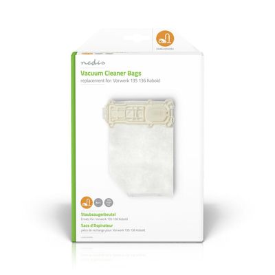 Nedis Stofzuigerzak | 4 Stuks | Synthetisch | voor Vorwerk 135136 Kobold | Wit | 1 stuks - DUBG220VOR4 DUBG220VOR4