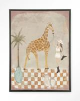 Urban Cotton Wandkleed 'Feeding Rose' 110 x 145cm in Floating Frame - black