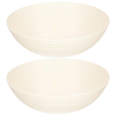 Serveerschaal/saladeschaal - 2x - D27 x H9 cm - kunststof - ivoor wit