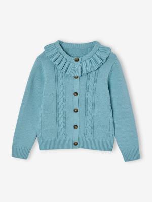 Meisjesvest met kraagje hemelsblauw