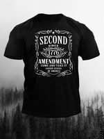 Mannen Tekst Element Grafisch Afdrukken Bemanning Nek Kort Mouw Tee - thumbnail