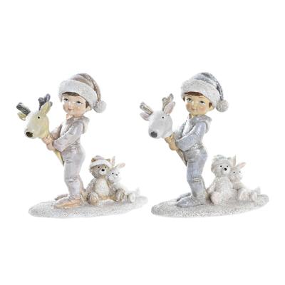 Kerstversiering DKD Home Decor Hars Jongen (11 x 5,5 x 12 cm) (2 Stuks)