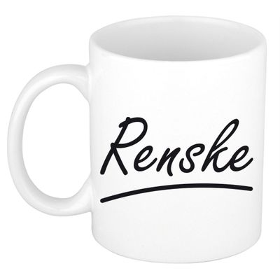 Naam cadeau mok / beker Renske met sierlijke letters 300 ml