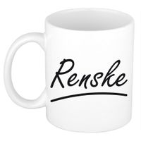 Naam cadeau mok / beker Renske met sierlijke letters 300 ml