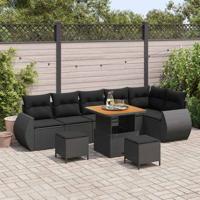 Tuinbankenset 9 pcs Zwart poly rattan