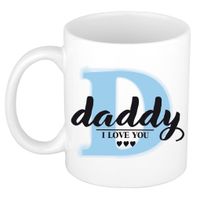 Bellatio Decorations Vaderdag cadeau koffiemok Daddy I Love You - blauw - 300 ml   - - thumbnail