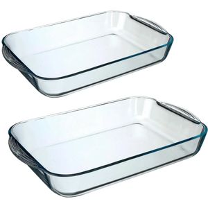 Ovenschalen set rechthoek - Glas - 40 x 25 cm/34 x 19 cm