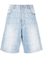 Versace short en jean Versace Allover - Bleu - thumbnail