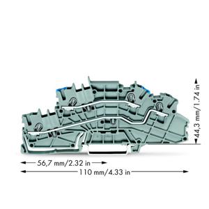 WAGO 2003-6649 Installatie-etageklem 5.20 mm Spanveer Toewijzing: N, L Grijs 50 stuk(s)