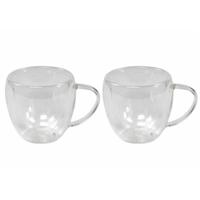 Dubbelwandige koffieglazen - 2x stuks - theeglazen - 240 ml - glas