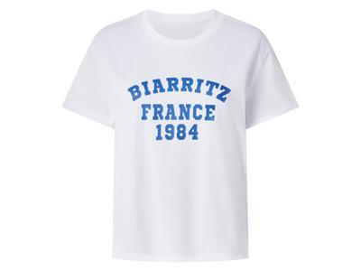 esmara Dames T-shirt (Wit/blauw, M (40/42))