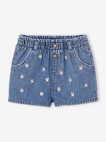 Baby denim short met madeliefborduursel stone - thumbnail