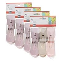 Gerimport handdoekknijpers - set 12 stuks - pastel tinten - 8 x 12 x 12 cm - kunststof