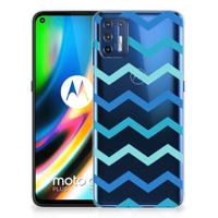 Motorola Moto G9 Plus | TPU bumper | Zigzag Blauw