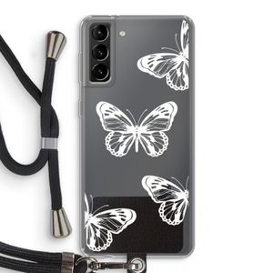 White butterfly: Samsung Galaxy S21 Plus Transparant Hoesje met koord