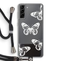 White butterfly: Samsung Galaxy S21 Plus Transparant Hoesje met koord