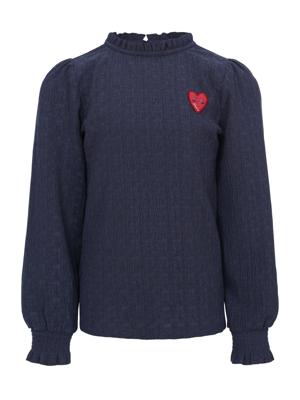 LOOXS Little winter crinckle top meisjes - donker blauw - ruffle