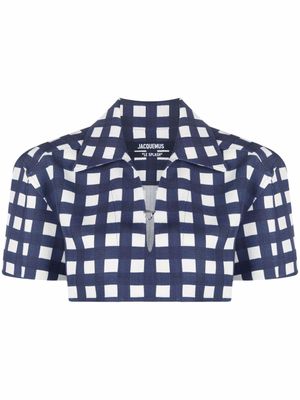 Jacquemus chemise crop à carreaux - Bleu