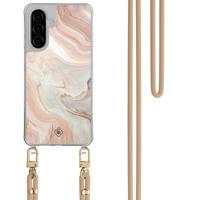 Samsung Galaxy A56 hoesje met beige koord - Marmer waves