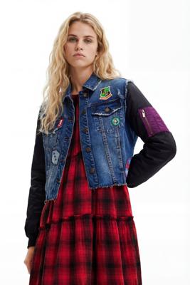 Hybride denim bomberjack - BLUE - M