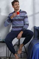 Robson pyjama V-hals blauw met boorden