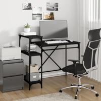 Bureau met schappen 105x50x90 cm bewerkt hout en ijzer zwart