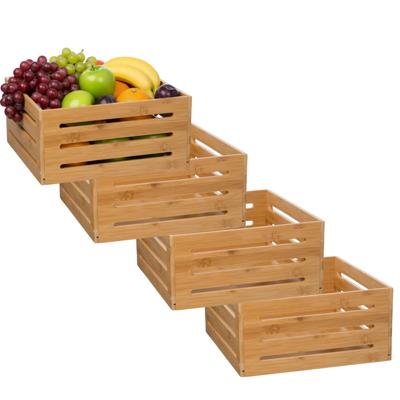 Houten Fruitkisten - 4x - met open structuur - bruin - L31 x B31 x H15 cm - Decoratief - Praktisch