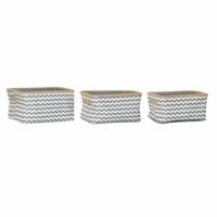 Mandenset DKD Home Decor Wit Grijs Jute Zig-zag Boho 36 x 31 x 20 cm 3 Onderdelen