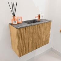 Toiletmeubel Mondiaz Joya Dlux | 60 cm | Meubelkleur Oak | Faye wastafel Sombra Wasbak Midden | 1 kraangat