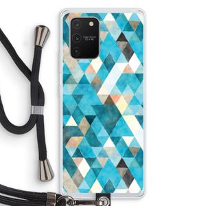 Gekleurde driehoekjes blauw: Samsung Galaxy S10 Lite Transparant Hoesje met koord