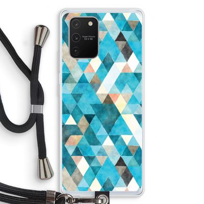 Gekleurde driehoekjes blauw: Samsung Galaxy S10 Lite Transparant Hoesje met koord