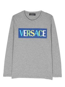 Versace Kids t-shirt à logo imprimé - Gris