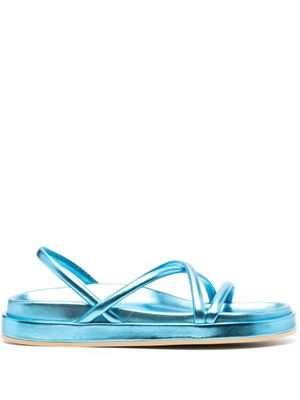 P.A.R.O.S.H. sandales en cuir à fini métallisé - Bleu
