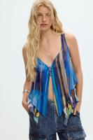 Mouwloze blouse met opening - BLUE - L