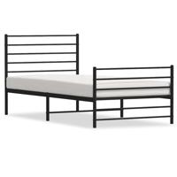 Bedframe met hoofd- en voeteneinde metaal zwart 107x203 cm