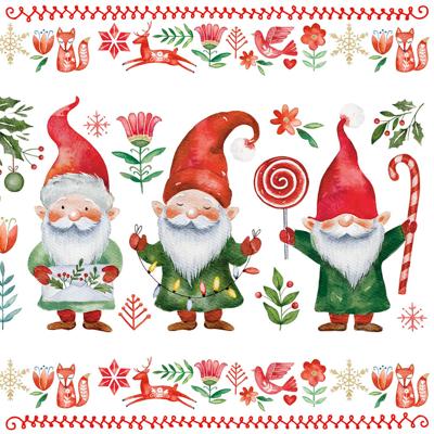 Kerst thema servetten - 20x st -? kerstmannetjes - 33 x 33 cm - kerstdiner - kerstservetten