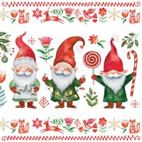 Kerst thema servetten - 20x st -? kerstmannetjes - 33 x 33 cm - kerstdiner - kerstservetten