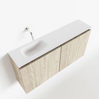 MONDIAZ TURE 100cm toiletmeubel light brown grey. EDEN wastafel talc links geen kraangat