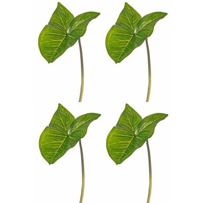 Bellatio Flowers & Plants Kunstplant - 4x - tak - bladgroen - Aronskelkblad - 53 cm