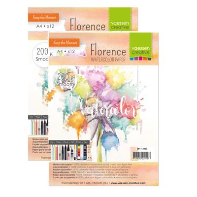 Schetsboek - 2x - aquarel papier - A4 formaat - 21 x 30 cm - 12 vellen - 200 gram