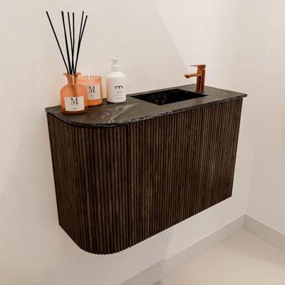 Toiletmeubel Mondiaz Joya Dlux | 61.6 cm | Meubelkleur Walnut | Faye wastafel Lava Wasbak Rechts | 1 kraangat