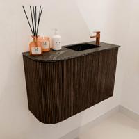Toiletmeubel Mondiaz Joya Dlux | 61.6 cm | Meubelkleur Walnut | Faye wastafel Lava Wasbak Rechts | 1 kraangat