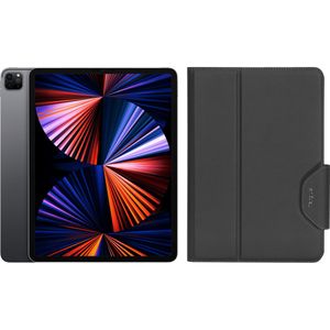 Apple iPad Pro (2021) 12.9 inch 128GB Wifi Space Gray + Targus VersaVu Book Case Zwart