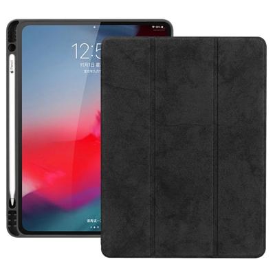 Horizontale Flip leder geval met Pen sleuf drie-vouwen houder & Wake-up / Sleep functie voor iPad Pro 12 9 (2018) (zwart)